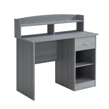 Techni Mobili Modern Office Desk with Hutch, Grey RTA-8409-GRY